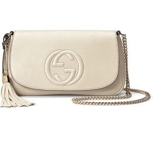 Gucci Cream Crossbody SoHo Bag with Chain Strap New